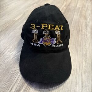 Adult LA Lakers Vintage Y2K 3 Peat NBA Champs Headmaster Inc Hat Strapback